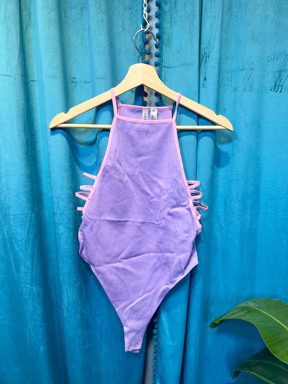 Forever 21 Orchid Knit Ladder Cut Out Body Suit: M/L (New With Tags)